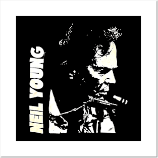 Neil Young - White Vintage Color Posters and Art